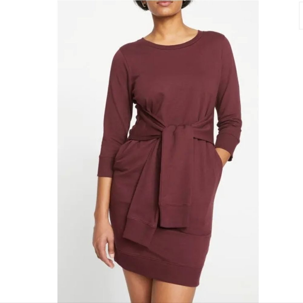 UNIVERSAL STANDARD Misa Tie Front Dress - Black Cherry